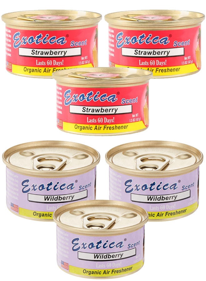 EXOTICA باقة قيمة من معطر الهواء العضوي EXOTICA 6 قطع، رائحة الفراولة-3 ورائحة التوت البري-3 - Image 1