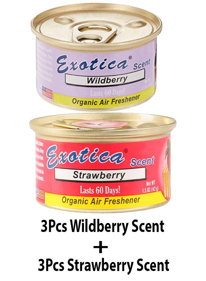 EXOTICA باقة قيمة من معطر الهواء العضوي EXOTICA 6 قطع، رائحة الفراولة-3 ورائحة التوت البري-3 - Image 2