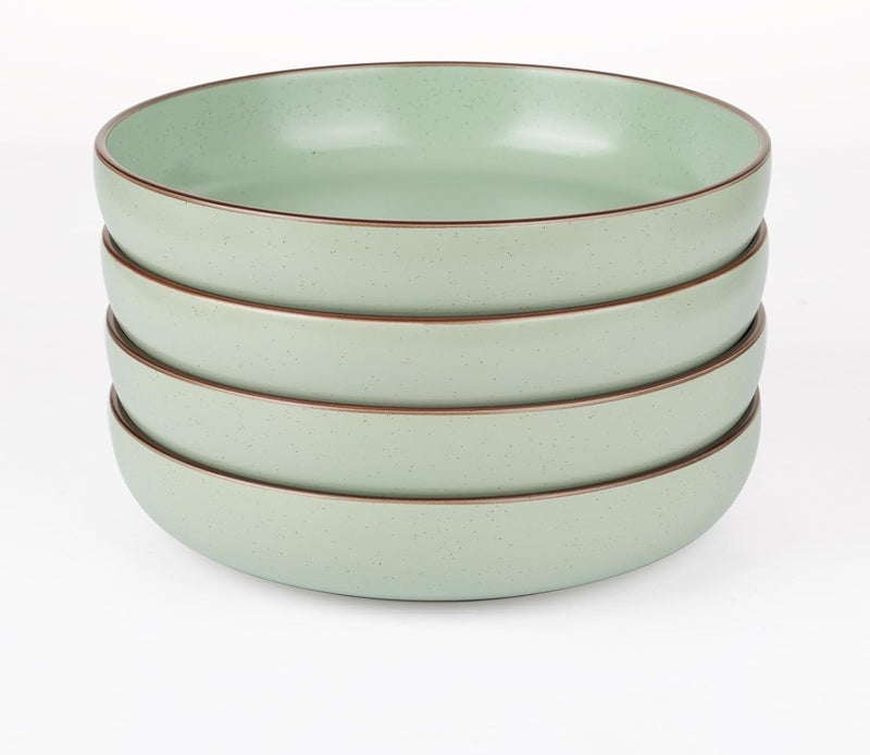 famiware Mercury Pasta Bowls Set of 4 33 oz Large Salad Bowls Stoneware Pasta Plates Bowls Serving Bowls for Kitchen Microwave  Dishwasher Safe Light Green - Image 1