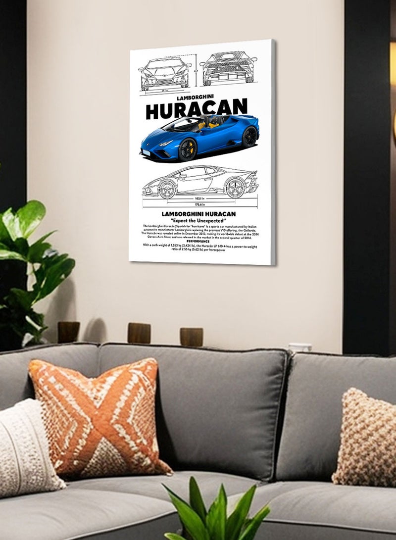 لوحة كانفاس على إطار خشبي بتصميم سيارة رياضية لامبورجيني - Image 4