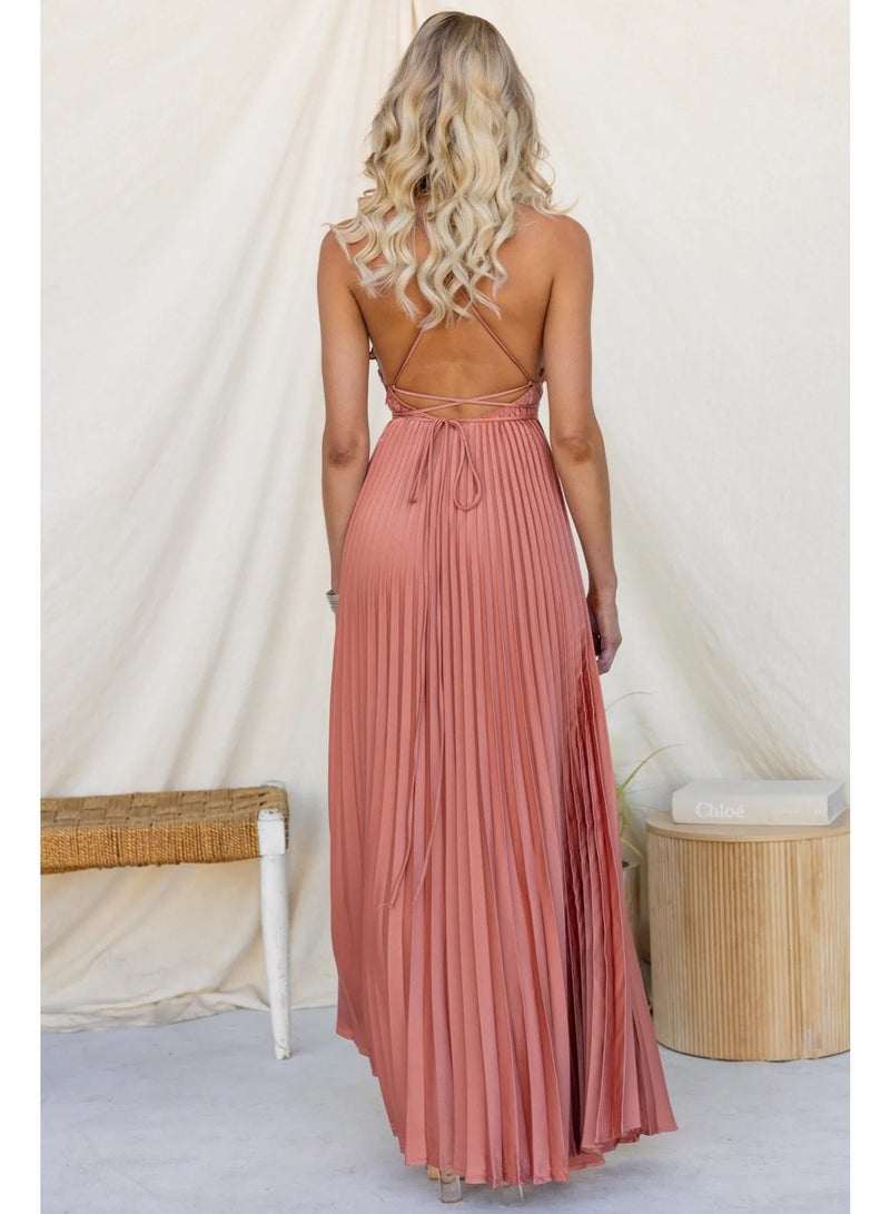 Summer Style Women's Fashion And Elegant Lace Patchwork Large Hem Strap Dress - Image 3