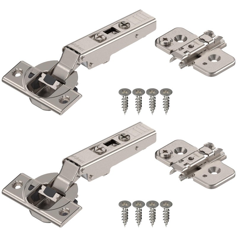 Blum Clip top BLUMOTION Hinge Kit 1 Kit Full Overlay 110 Opening Angle Steel Soft Close EuroStyle Hinges with Clip Mounting Plate for Frameless Cabinets