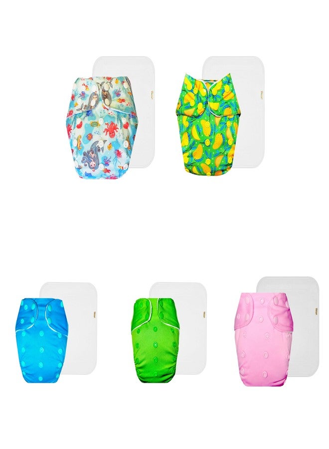 Dumbledo Premium Cloth Diaper with Cotton Insert (Pack of 5) | Soft & Gentle | Reusable & Washable | Quick Dry | Everyday Diapering Essential | 3 Months - 3 Years | Unisex Baby - Image 1