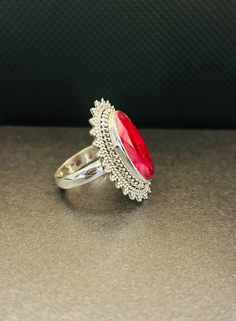 Sterling Silver 925 Traditional Ring with Gemstone Ruby, a stone of love and passion. - Image 2