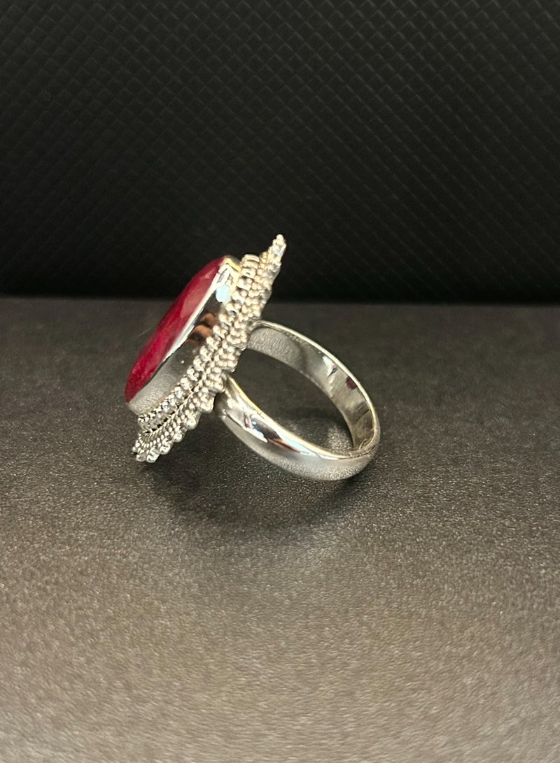 Sterling Silver 925 Traditional Ring with Gemstone Ruby, a stone of love and passion. - Image 3