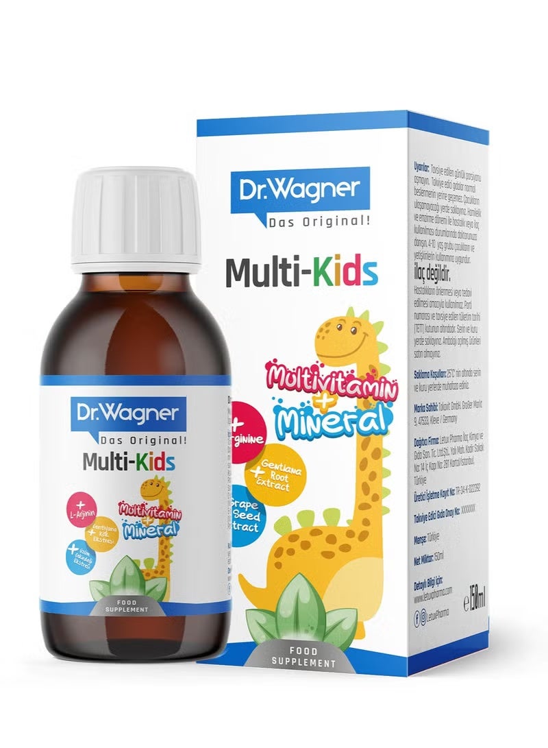 Multi-Kids Multivitamin + Mineral Syrup 150ml – Orange Flavor Liquid Supplement for Children’s Growth & Immunity