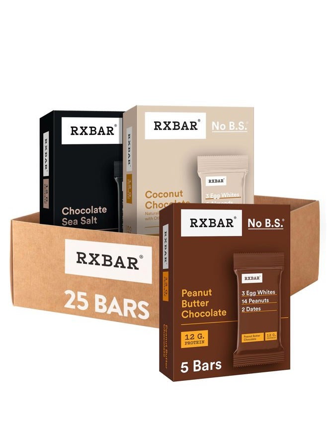 RXBAR Protein Bars 12g Protein Gluten Free Snacks Chocolate Lovers Variety Pack (5 Boxes; 25 Bars) - Image 1