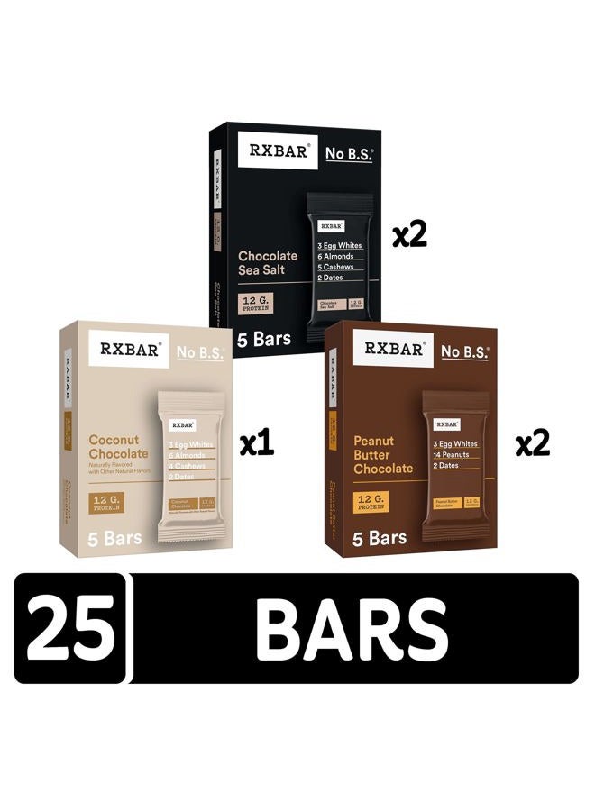 RXBAR Protein Bars 12g Protein Gluten Free Snacks Chocolate Lovers Variety Pack (5 Boxes; 25 Bars) - Image 2