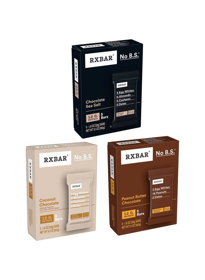 RXBAR Protein Bars 12g Protein Gluten Free Snacks Chocolate Lovers Variety Pack (5 Boxes; 25 Bars) - Image 3