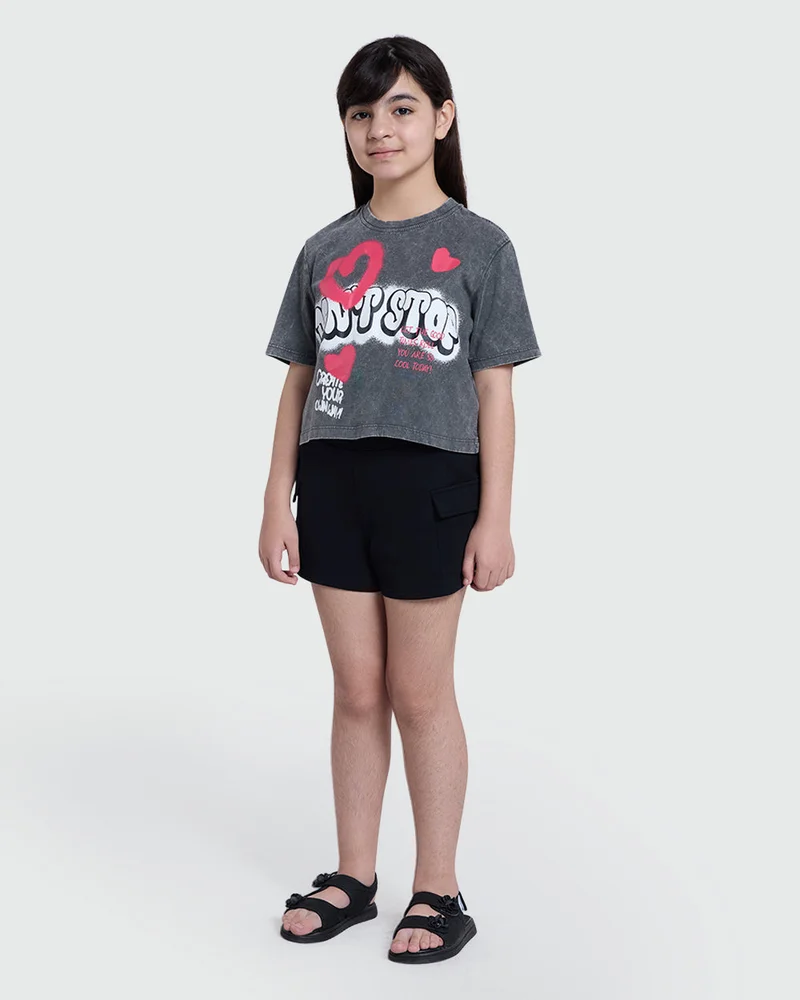 او في اس Cargo Shorts For Girls – Black Beauty