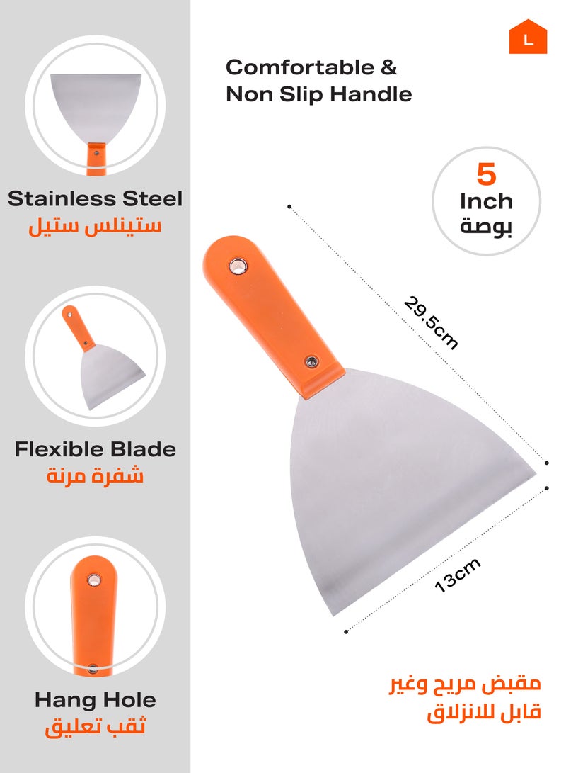 LAWAZIM Stainless Steel Scraper with Plastic Handle – Flexible Blade, Comfortable Grip – For Wall Repair, Scraping, and Filling Tasks - Image 2