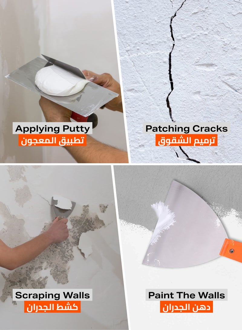 LAWAZIM Stainless Steel Scraper with Plastic Handle – Flexible Blade, Comfortable Grip – For Wall Repair, Scraping, and Filling Tasks - Image 3