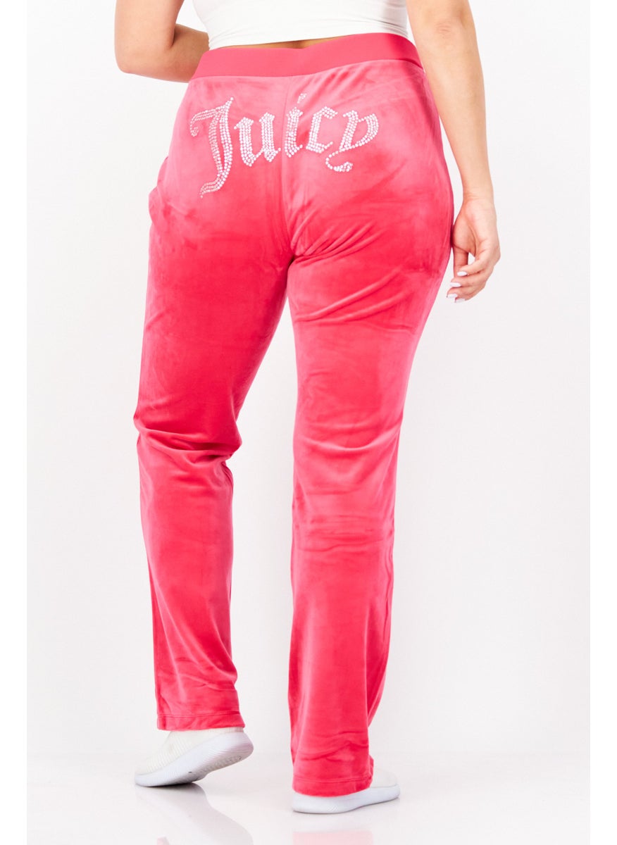 Juicy Couture Women Textured Stretchable Pull On Palazzo Pants, Pink  - Image 2