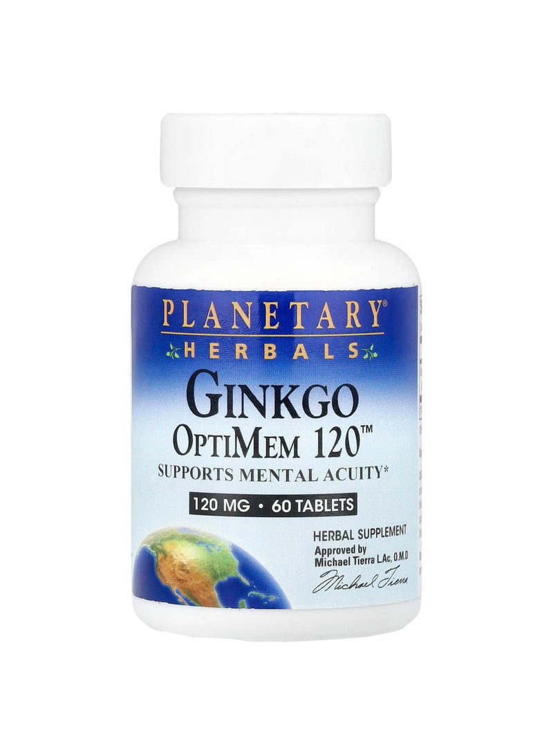 PLANETARY HERBALS Ginkgo OptiMem 120, 120 mg, 60 Tablets