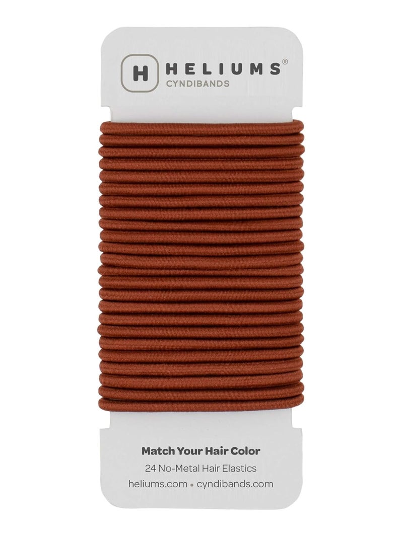 Cyndibands Elastic Hair Ties  Auburn Red  24 Count 4mm x 175 Inch Diameter Ponytail Holders