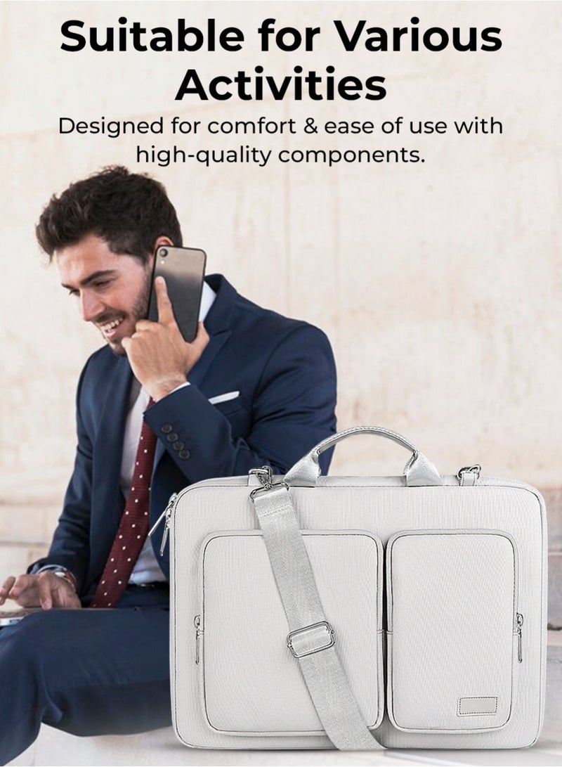 glassology حقيبة لابتوب 15.4" – رمادي، مقاومة للماء، بطانة مضادة للصدمات، تصميم نحيف، مقابض مريحة، قماش مقاوم للخدوش، جاهزة للسفر والمكتب - Image 4