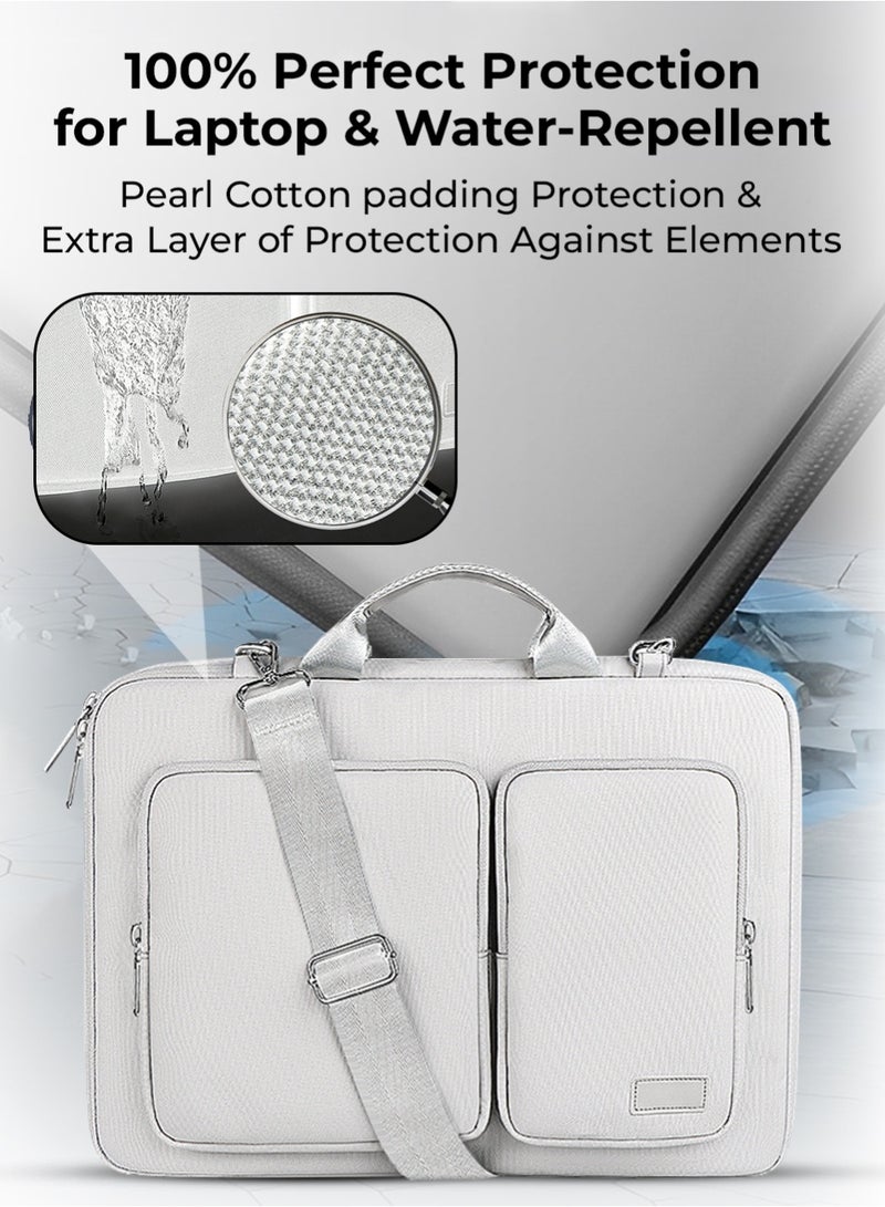 glassology حقيبة لابتوب 15.4" – رمادي، مقاومة للماء، بطانة مضادة للصدمات، تصميم نحيف، مقابض مريحة، قماش مقاوم للخدوش، جاهزة للسفر والمكتب - Image 3