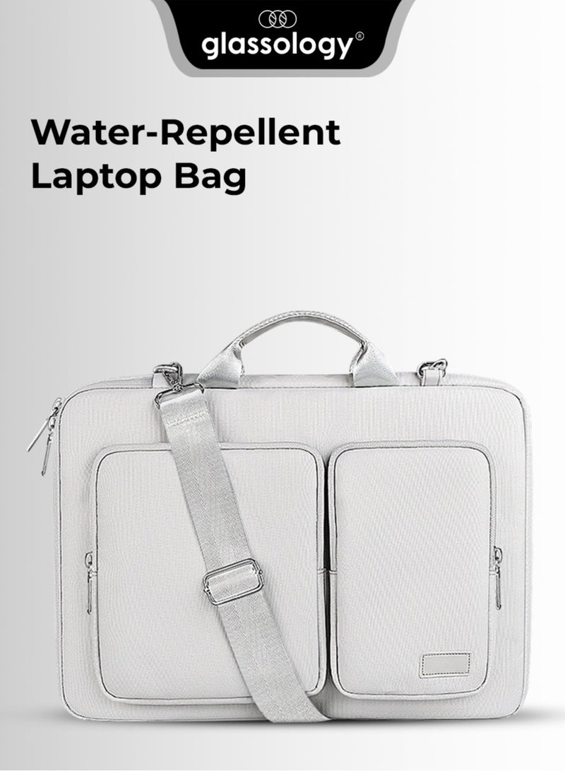 glassology حقيبة لابتوب 15.4" – رمادي، مقاومة للماء، بطانة مضادة للصدمات، تصميم نحيف، مقابض مريحة، قماش مقاوم للخدوش، جاهزة للسفر والمكتب - Image 1