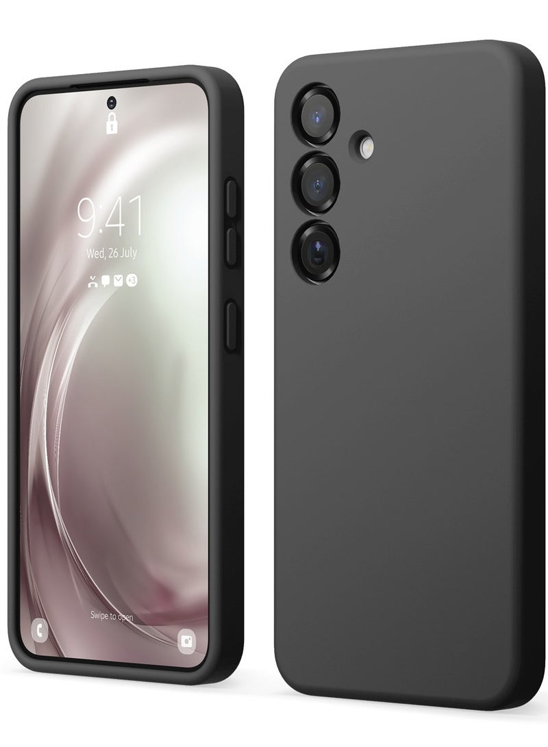 Elago Liquid Silicone for Samsung Galaxy S25 Case Cover Full Body Screen Camera Protective, Shockproof, Slim, Anti-Scratch Soft Microfiber Lining - Black - Image 1