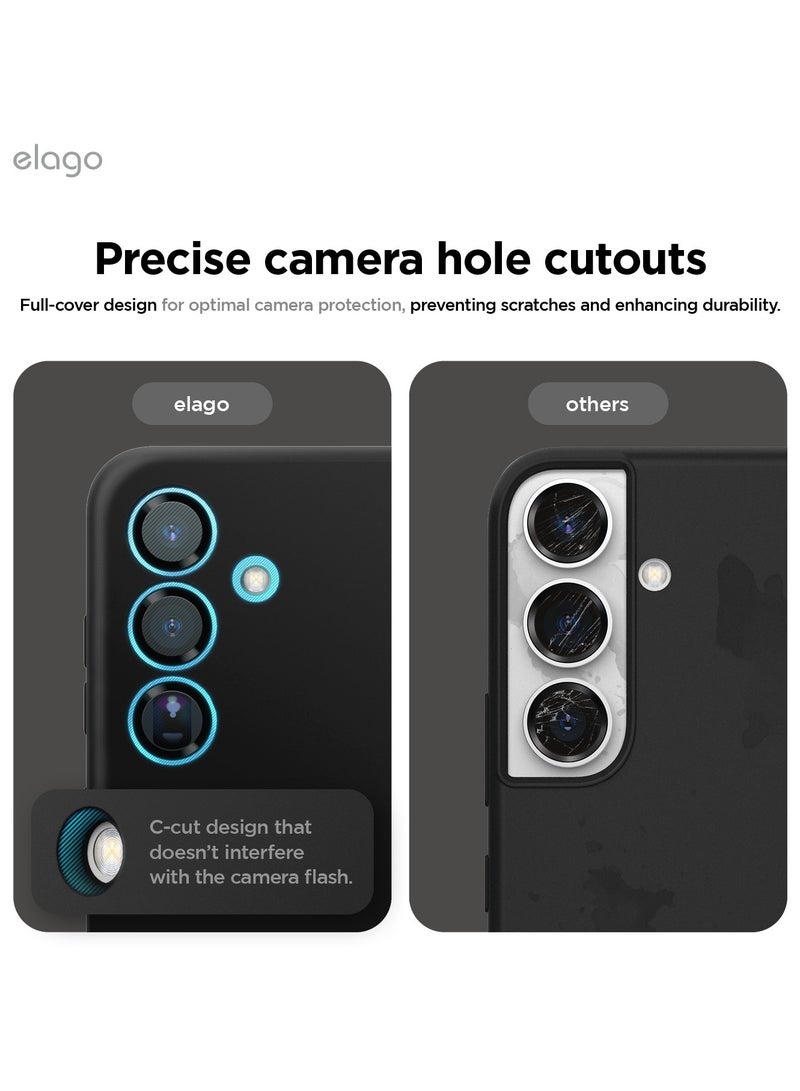 Elago Liquid Silicone for Samsung Galaxy S25 Case Cover Full Body Screen Camera Protective, Shockproof, Slim, Anti-Scratch Soft Microfiber Lining - Black - Image 3