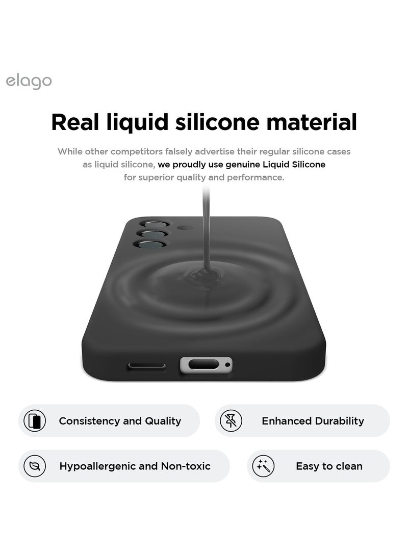 Elago Liquid Silicone for Samsung Galaxy S25 Case Cover Full Body Screen Camera Protective, Shockproof, Slim, Anti-Scratch Soft Microfiber Lining - Black - Image 4