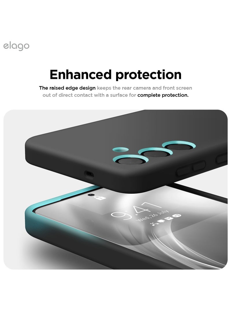 Elago Liquid Silicone for Samsung Galaxy S25 Case Cover Full Body Screen Camera Protective, Shockproof, Slim, Anti-Scratch Soft Microfiber Lining - Black - Image 5