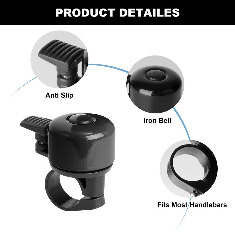 Binudum Bike Bell 2 Pack with Loud Melodious Sound Classic Mini Bicycle Bell for Kids Adults Bike Horn for Road, Mountain Bike for Scooter, MTB, BMX (Black 2 Pcs) - Image 4
