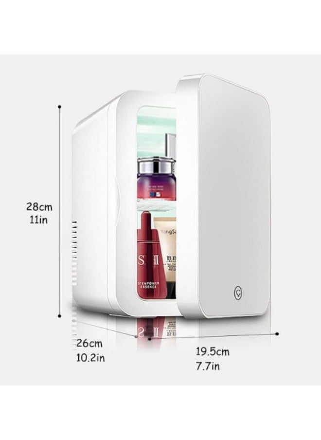 GGEROU Makeup Beauty Mini Fridge, 8L Portable Cosmetic Refrigerator, Mirrored Make Up Fridge, Led Lighting, Glass Panel, for Makeup, Skincare, Snacks, & More for Bedroom or Vanity, White  - Image 2