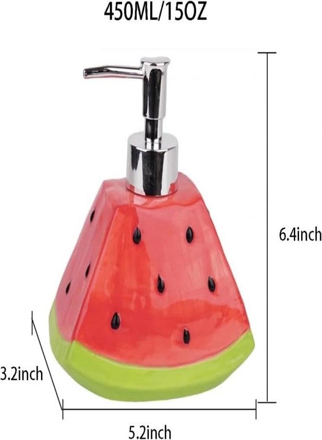 123Arts Soap Dispenser Watermelon Lotion Bottle Ceramic Liquid Dispenser Bathroom Decor,15oz - Image 2
