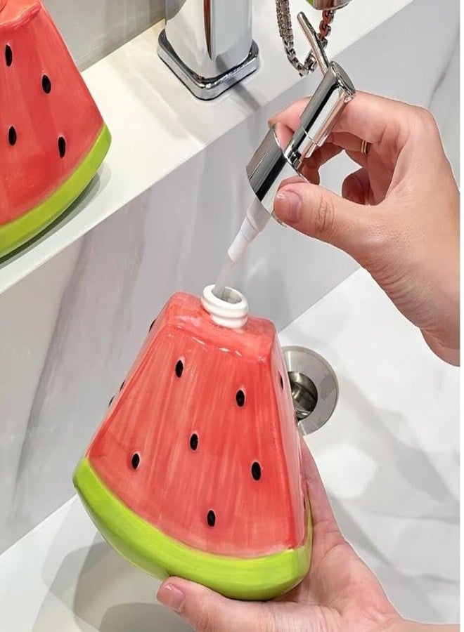 123Arts Soap Dispenser Watermelon Lotion Bottle Ceramic Liquid Dispenser Bathroom Decor,15oz - Image 4