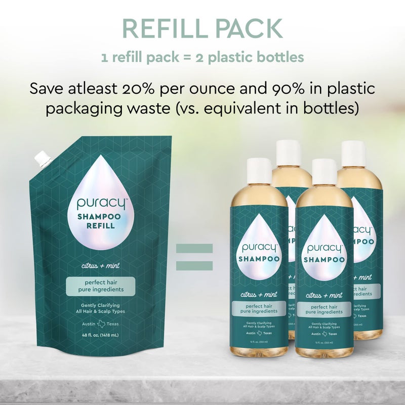 Puracy Shampoo, Gently Clarifying for All Hair & Scalp Types, Perfect Hair from Pure Ingredients, Enriched with Rosemary Oil to Stimulate Hair Growth, Sulfate-Free and Color Treated-Safe, 48 Oz - Image 4