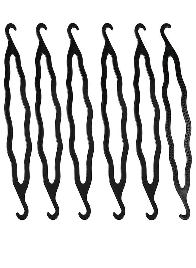 شينج زي 6 قطع من أدوات تشكيل كعكة الشعر المصنوعة من الراتنج الأسود، ذات طرفين وخطافين، قابلة للطي ومضادة للانزلاق، لتشكيل كعكة الشعر على شكل دونات، ولف الشعر، وأدوات تصفيف الشعر المرفوع، وأدوات تضفير الشعر، وحوامل وسادات الشعر للنساء والفتيات - Image 1