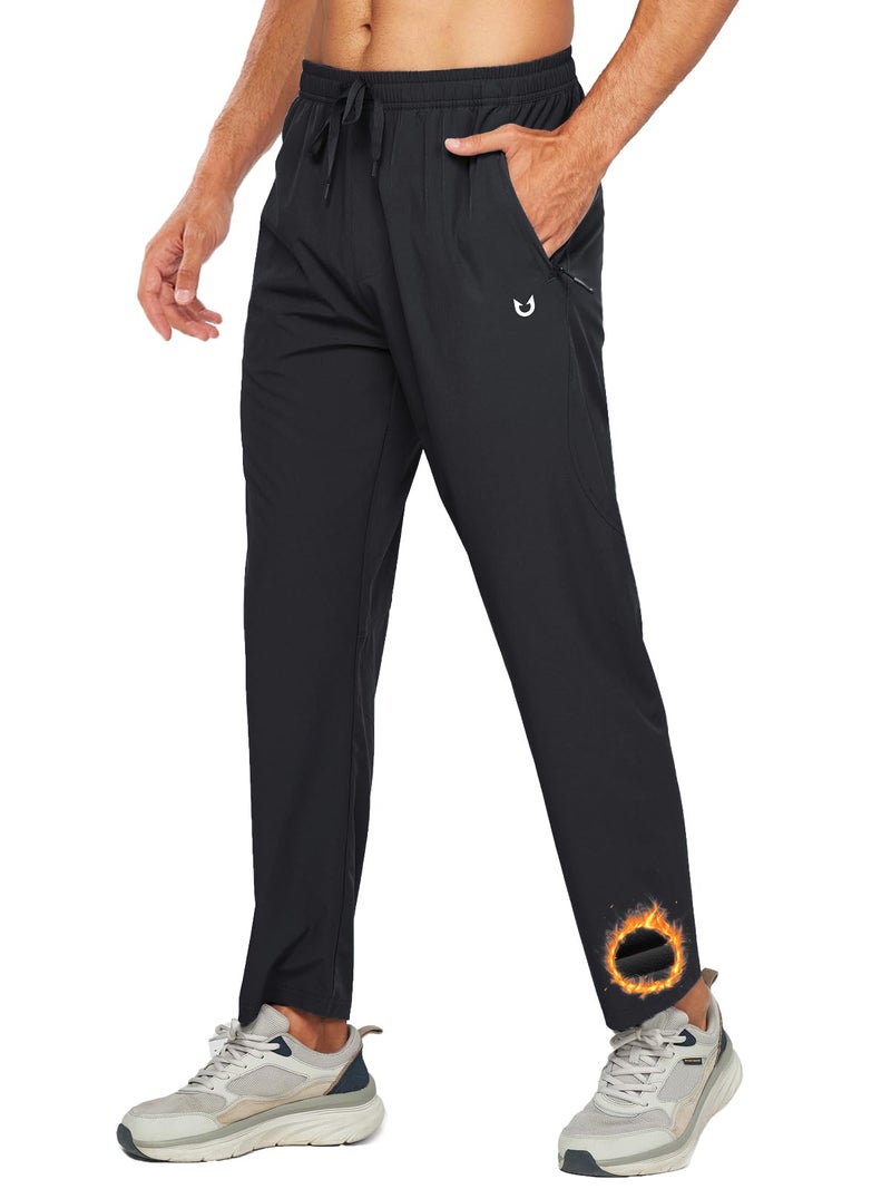 NORTHYARD Men's Fleece Lined Pant Winter Warm Sweatpant Wind Cold Weather Pants Running Athletic Workout Gym Joggers Black 2XL - Image 1