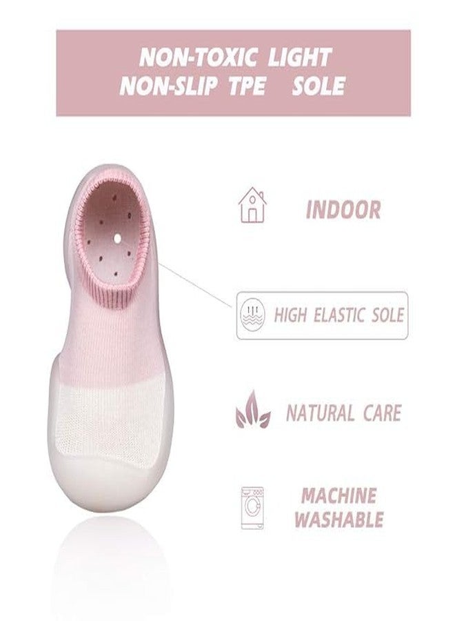 STESHWK Multicolor Plain Cotton and Antislip Silicon Rubber Base Shoes Cum Socks for Kid's, Soft Sole Baby Shoes, Breathable Shoes (Multicolor) - Image 3