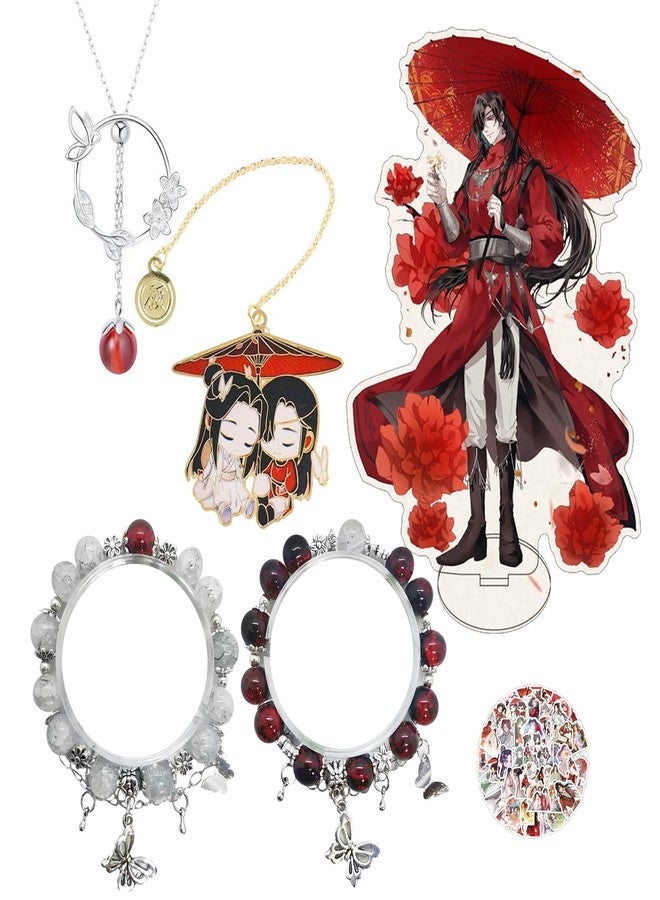 HJYZY Heaven Blessing Jewelry Sets Hua Cheng Necklace Best Friends Bracelet Anime Acrylic Stand Decoration Tian Guan Ci Fu Bookmarks with Stickers 15 Pcs - Image 1