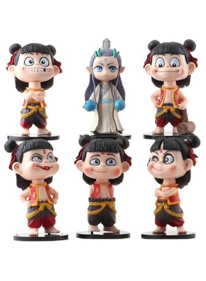NIBEMINENT 6PCS Ne Zha 2: Devil's Fury Action Figures Set，Nezha 2，Ne zha 2 Toys Office Room Figurine Decor for Fans, Ideal Choice for New Year's Birthday and Valentine's Day（6PCS-A） - Image 1