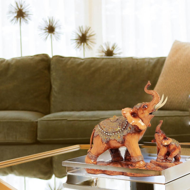 The Spiritual Living The Spiritual Living Feng Shui Trunk Up Elephant with Baby for Good Luck II Positivity II Home Decor II Showpiece II Figurine II Statue Living Room Office Table Top Decoration Gifting - Image 5
