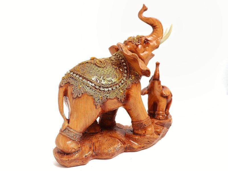 The Spiritual Living The Spiritual Living Feng Shui Trunk Up Elephant with Baby for Good Luck II Positivity II Home Decor II Showpiece II Figurine II Statue Living Room Office Table Top Decoration Gifting - Image 3