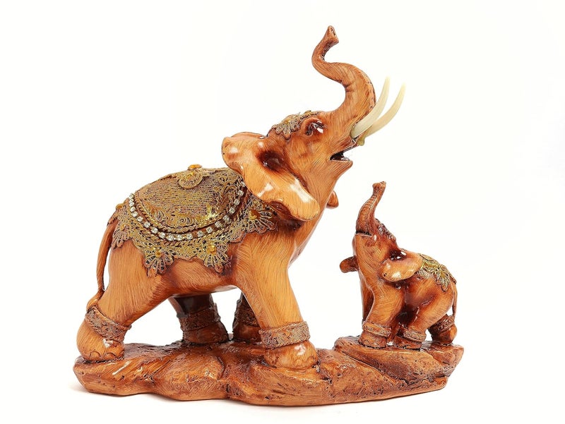 The Spiritual Living The Spiritual Living Feng Shui Trunk Up Elephant with Baby for Good Luck II Positivity II Home Decor II Showpiece II Figurine II Statue Living Room Office Table Top Decoration Gifting - Image 4