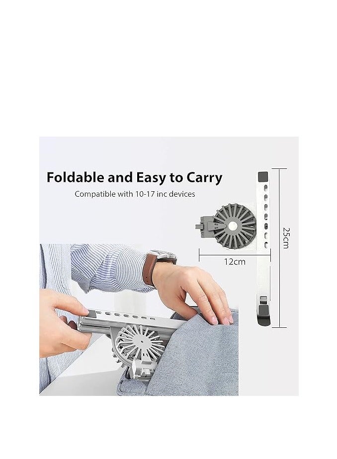 Laptop Stand for Desk with Cooling Pad & Fan - 7 Levels Adjustable Alluminium Laptop Holder & Notebook Riser for MacBook Pro/Air, HP, Lenovo, Sony, Dell, More 10-15.6” Laptops (Silver)  - Image 3