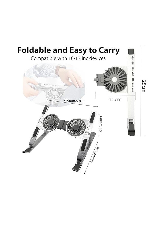 Laptop Stand for Desk with Cooling Pad & Fan - 7 Levels Adjustable Alluminium Laptop Holder & Notebook Riser for MacBook Pro/Air, HP, Lenovo, Sony, Dell, More 10-15.6” Laptops (Silver)  - Image 4