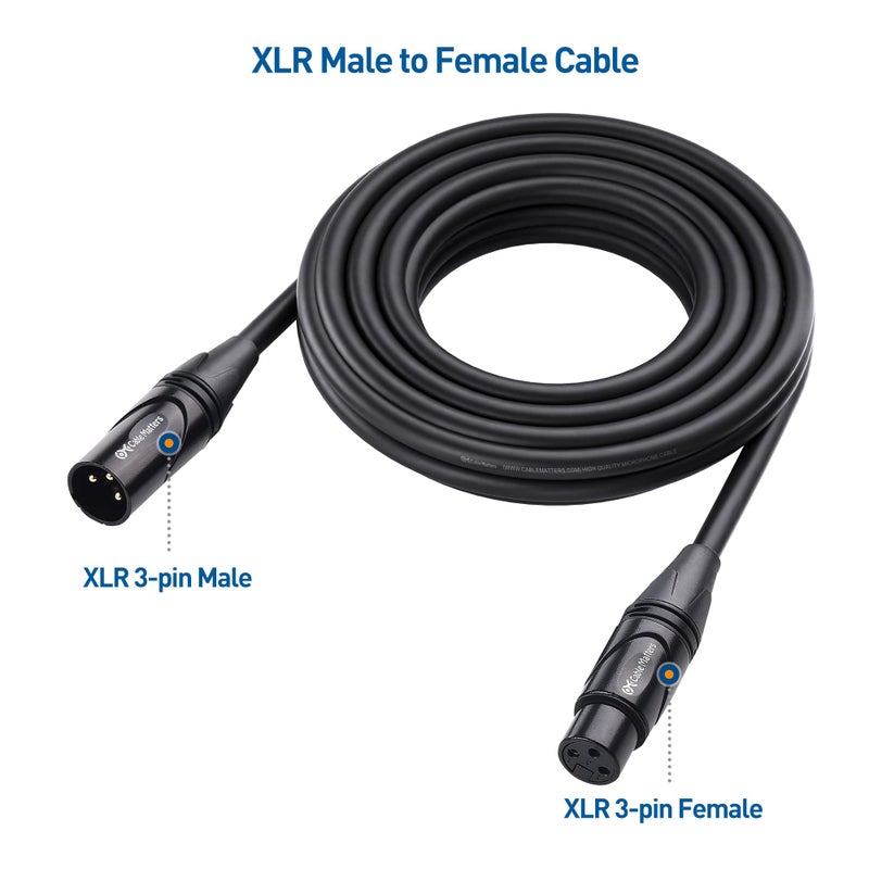 Cable Matters 2-Pack Premium XLR to XLR Cables, XLR Microphone Cable 20 Feet, Oxygen-Free Copper (OFC) XLR Male to Female Cord, Mic Cord, XLR Speaker Cable, Black - Image 3