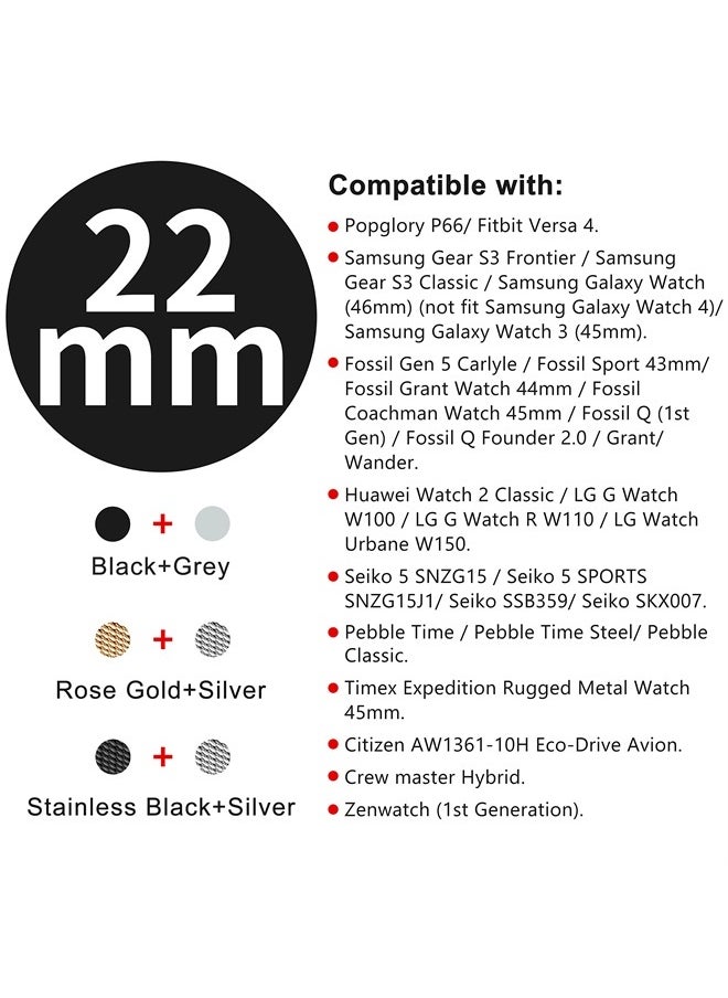 Popglory - Smart Watch Bands, 22mm P66 Smart Watches, Adjustable Replacement Smartwatch Straps, Quick Release Watch Straps Soft Silicone Wristband Accessories for Men and Women - Image 1
