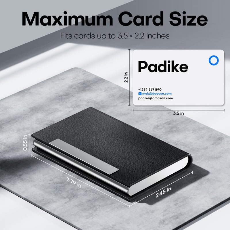Padike Business Card Holder/ Case Professional PU Leather & Stainless Steel Multi Wallet Credit Card ID Case/Holder for Men & Women. (Black) - Image 5