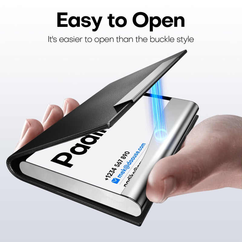 Padike Business Card Holder/ Case Professional PU Leather & Stainless Steel Multi Wallet Credit Card ID Case/Holder for Men & Women. (Black) - Image 4