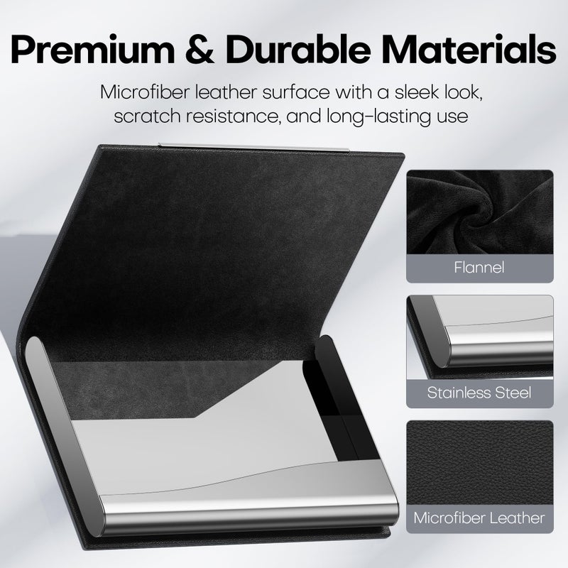 Padike Business Card Holder/ Case Professional PU Leather & Stainless Steel Multi Wallet Credit Card ID Case/Holder for Men & Women. (Black) - Image 3