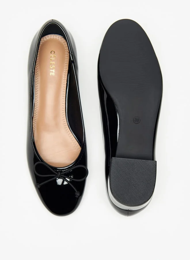 Celeste Women's Solid Slip-On Shoes with Bow Detail