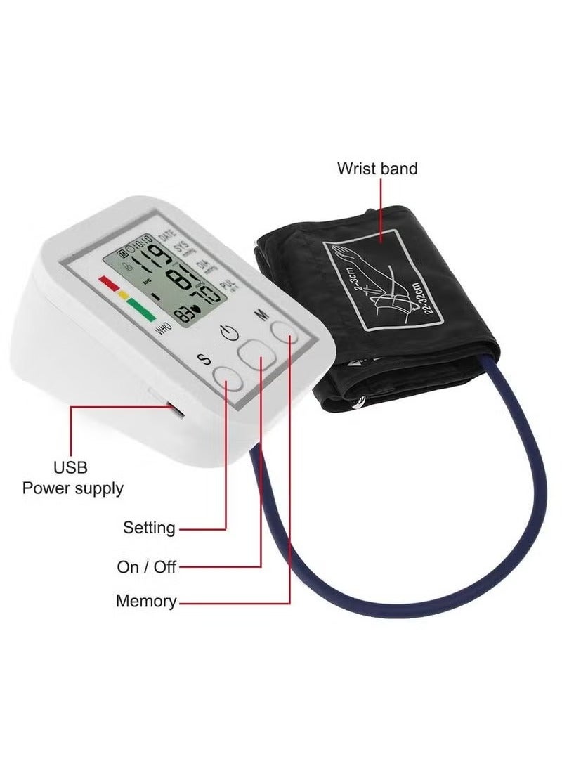 TIGER Portable Digital Blood Pressure Monitor – Upper Arm Sphygmomanometer with Large Display, Adjustable Arm Cuff, USB Cable – Automatic BP Meter for Adults – Accurate and Easy-to-Use Tonometer for Home Health Monitoring  - Image 4