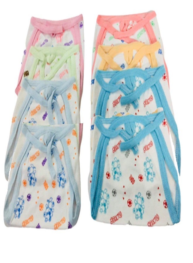 Crawl'in Baby Langot Polyester Cotton Plastic Kids Diaper Tying Knotted Nappies Washable & Reusable (Multi- Colours) (Pack of 8) - Image 1