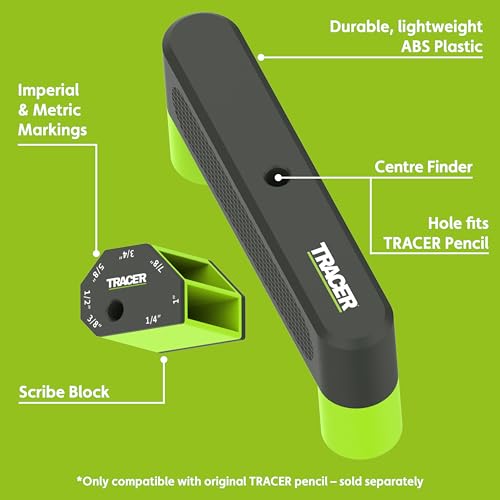 Tracer Marking Guide Set - Center Finder & Scribe Block With Hole That Fits Tracer Deep Hole Carpenters Pencil - Image 2
